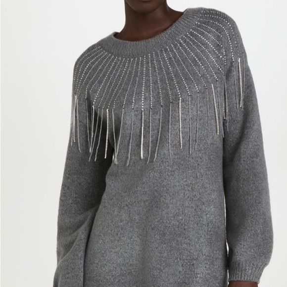 BB DakotaCrystal Vision Grey Crystalline Sweater Dress Size Small - Picture 1 of 11